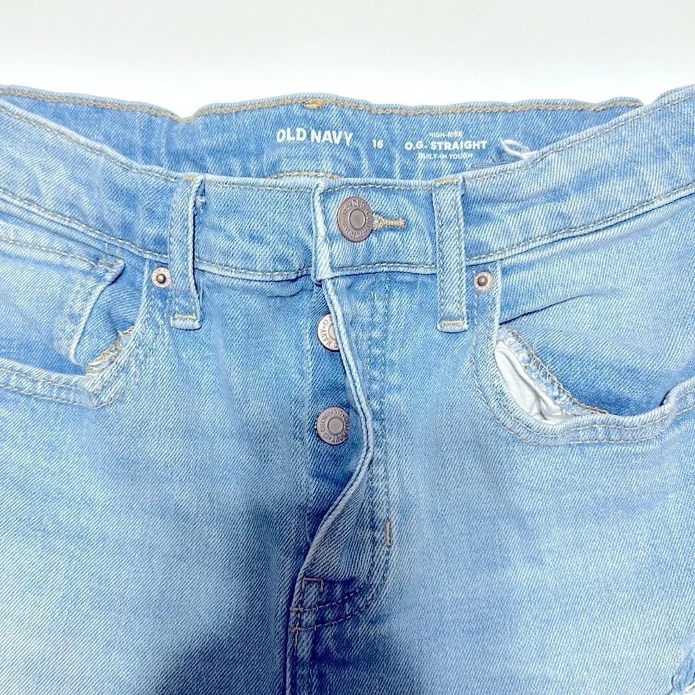 Old navy O.G straight high rise  distressed 99%cotton 1% spandex - Picture 6 of 6